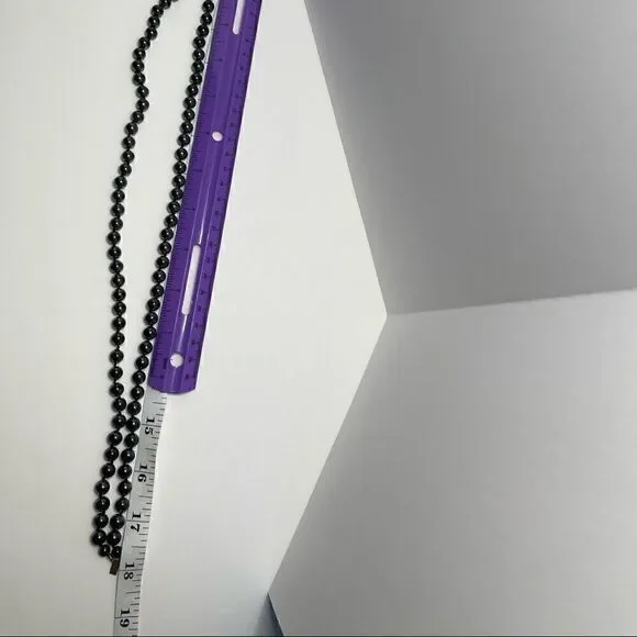 Vintage necklace double strand black glass beans - Picture 5 of 11